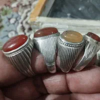 انگشتر نقره عقیق شجر یاقوت فیروزه|جواهرات|خمینیشهر, |دیوار