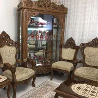 مبل ۹ نفره استیل و میز نهار ۱۰ نفره و ویترین|مبلمان خانگی و میز عسلی|اصفهان, روشن‌دشت|دیوار