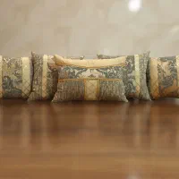 ست کوسن پتینه طوسی طلائی شنل ترک