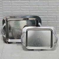 سینی چای دسته طلایی پایه دار ضدخش ضد زنگ استیل