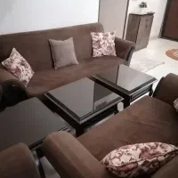 مبلمان 7 نفره تمام چوب در حد نو