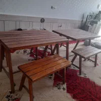 دودست میزوصندلی چوبی مخصوص فست فود وکافی شاپ|کافی‌شاپ و رستوران|مرودشت, استادیوم‎|دیوار