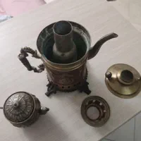 سماور شکاری زغالی انتیک همراه قوری|کلکسیون اشیاء عتیقه|تهران, دربند|دیوار