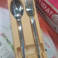 سرویس قاشق چنگال یونیک ۲۴ نفره دورنگ نقره ای طلایی