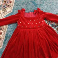 لباس قرمز مخمل دخترانه سالم