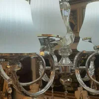 لوستر ۴ شاخه ملیکا حباب خارجی طلایی و نقره ای|لوستر و چراغ آویز|اراک, |دیوار