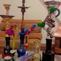 سه عدد قلیون تنه چوبی ،استیل و برنجی