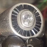 انگشتر نقره خاص الماس روس و سنگ عقیق سیاه