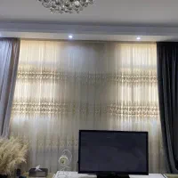 پرده سالن حریرترک طرح دار