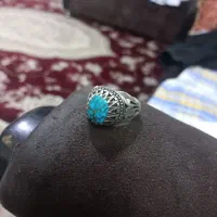 انگشتر نقره فیروزه و عقیق قدیمی دست ساز