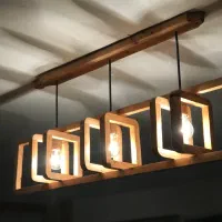 لوستر سه شاخه چوبی مینیمال|لوستر و چراغ آویز|کرج, گوهردشت|دیوار
