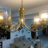 دوعدد لوستر فلزی پنج شاخه