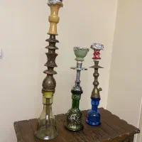 قلیان برنجی و چوبی