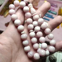 تسبیکه کهربا رگه دار سفید استخوانی وزن 42گرم