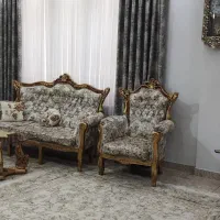 مبل سلطنتی 9نفره چوب گردو به همراه سه عسلی|مبلمان خانگی و میز عسلی|کرمانشاه, |دیوار