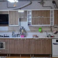 کابینت آشپزخانه همراه با هودو و سنگ ظرفشویی|آب‌چکان و نظم‌دهنده ظروف|کرمانشاه, |دیوار