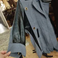 پالتو پاییزونه زنونه کبریتی طوسی آستین چرم مشکی|لباس|تهران, تهرانپارس شرقی|دیوار