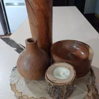 ست گلدان جاعودی جاشمعی وزیره تنه درخت چوب گردو|صنایع دستی و سایر لوازم تزئینی|ایذه, |دیوار