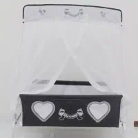 گهواره نوزاد رنگ طوسی و نو هستش،دو نوع پشه بندداره