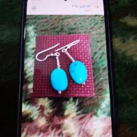 یک جفت گوشواره زنانه نقره فیروزه آبی