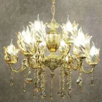 لوستر ۱۰ شعله تمام برنج