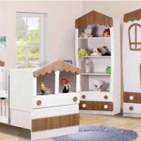 سرویس تخت و کمد و ویترین کودک و نوجوان طرح کلبه