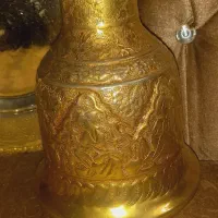 قلیون آب کاری طلا برنج کاره دست|کلکسیون اشیاء عتیقه|مشهد, شفا|دیوار