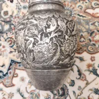 گلدان قلم زنی نقره۸۴ مهر محمدبقی کاره دست|کلکسیون اشیاء عتیقه|تهران, شهرک نفت|دیوار