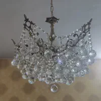 لوستر 5شاخه کریستال برنجی