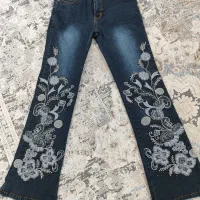 شلوار جین دخترانه گلدوزی شده ترک