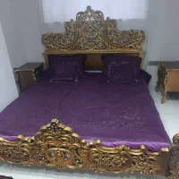 تخت خواب چوب تشک و پاتختی|تخت و سرویس خواب|ماکو, |دیوار