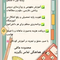 معلم خصوصی پایه‌ اول تا ششم ابتدایی