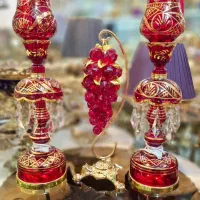 شمعدان شاه عباسی و خوشه انگور تمام کریستال دکوری|صنایع دستی و سایر لوازم تزئینی|تهران, شوش (باغ آذری)|دیوار