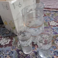 پارچ ولیوان بلورطرح گلدار