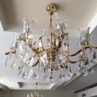 لوستر برنجی کریستالی سنگین