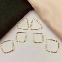 گوشواره حلقه و اشکال هندسی نقره مشابه طلا