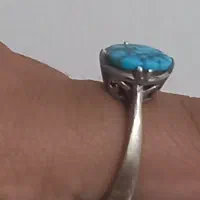 انگشتر نقره زنانه ۹۲۵ آبکاری رودیوم سنگ فیروزه شجر