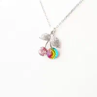 گردنبند نقره گیلاس هفت رنگ سواروسکی swarovski