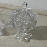 ست استکان و قندان کریستال خارجی