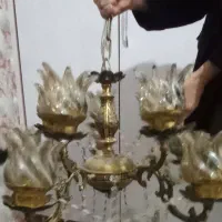 لوستر۵شاخه ۱۰شعله برنز|لوستر و چراغ آویز|میانه, |دیوار