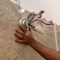 لوستر کرستالی جنس عالی با دو عدد دیوار کوب|لوستر و چراغ آویز|کرمان, |دیوار