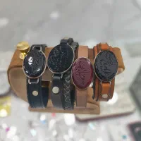 دستبنده امامان چرمه اصل قاب نقره حکاکی شده دستساز