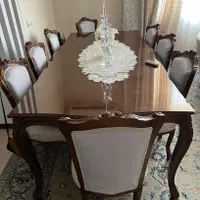 مبل ۷ نفره و میز ناهار خوری ۸ نفره چوب گردو|مبلمان خانگی و میز عسلی|گرمدره, |دیوار