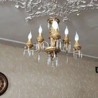 لوستر طلایی ۴شاخه لامپ ۸عددی