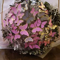 دسته گل پروانه ای ۴۴ شاخه سایز بزرگ چراغدار
