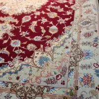 قالیچه پرده ایی تبریز 50رج گل ابریشم قرمز 4متری