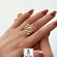 انگشتر مربع هاشوری نگین دار ژوپینگ(آنیتا اکسسوری)|بدلیجات|اردبیل, |دیوار