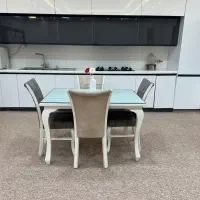 مبل۷نفره ومیزناهارخوری ۴نفره کرم وطوسی|مبلمان خانگی و میز عسلی|دوگنبدان, |دیوار