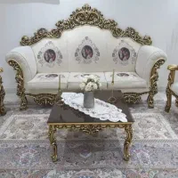 مبل ۹ نفره  تمام چوب ورق طلا با  نهار خوری ‌ 10