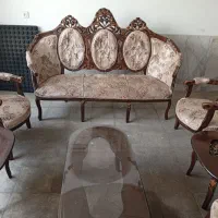 مبل استیل ۸ نفره چوب قدیمی|مبلمان خانگی و میز عسلی|کرج, شهرک شهرداری|دیوار
